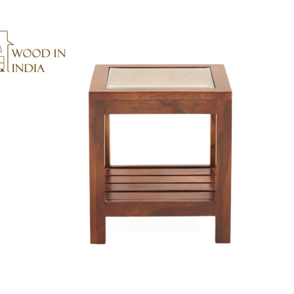 WOODIN MIRROR TOP SIDE TABLE