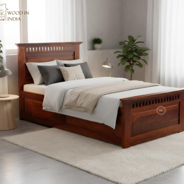 Adora Single Bed With Drawer Storage (Honey Finish)