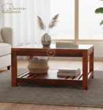 Colin Glass Top Coffee Table (Honey Finish)