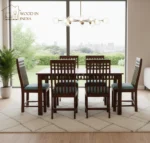 Adora 6 Seater Dining Table Set (Honey Finish)