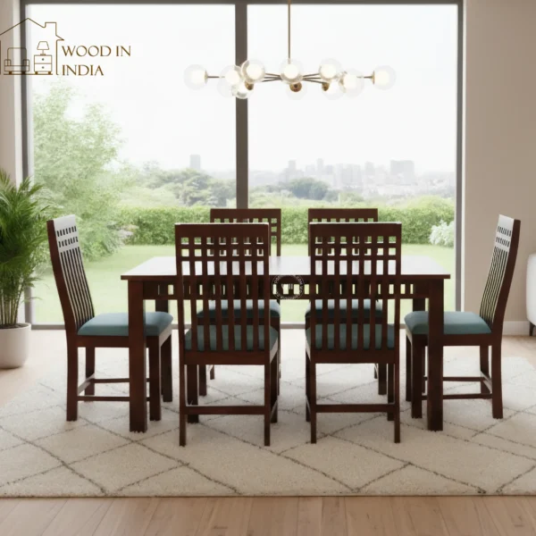 Adora 6 Seater Dining Table Set (Honey Finish)