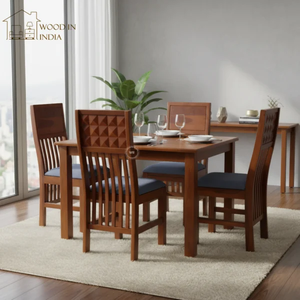 Adorina 4 Seater Dining Set (Honey Finish)