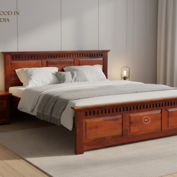 Adora Bed without Storage (King Size, Honey Finish)