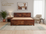 Brijton Bed With Box Storage (King Size, Honey Finish)