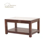 Colin Glass Top Coffee Table (Honey Finish) - Image 4