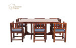 Cloin 6 Seater Dining Table Set (Honey Finish) - Image 10