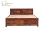 Brijton Bed With Box Storage (King Size, Honey Finish) - Image 2