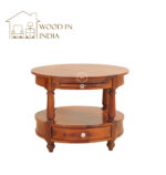 Auris Round Coffee Table with Drawers (Honey Finish) - Image 2