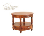 Auris Round Coffee Table with Drawers (Honey Finish) - Image 4