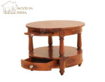 Auris Round Coffee Table with Drawers (Honey Finish) - Image 6