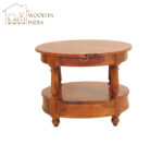Auris Round Coffee Table with Drawers (Honey Finish) - Image 7