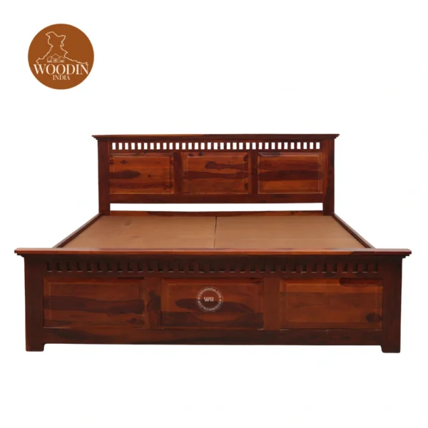 1 Adora Bed With Box Storage (King Size, Honey Finish)