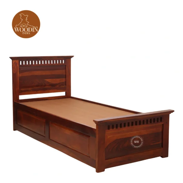 1 Adora Single Bed With Drawer Storage (Honey Finish)