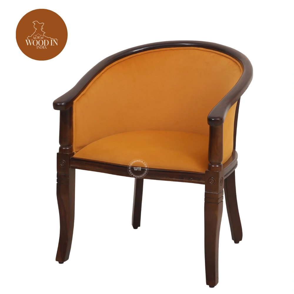2 Abha Arm Chair (Orange Gold, Honey Finish)
