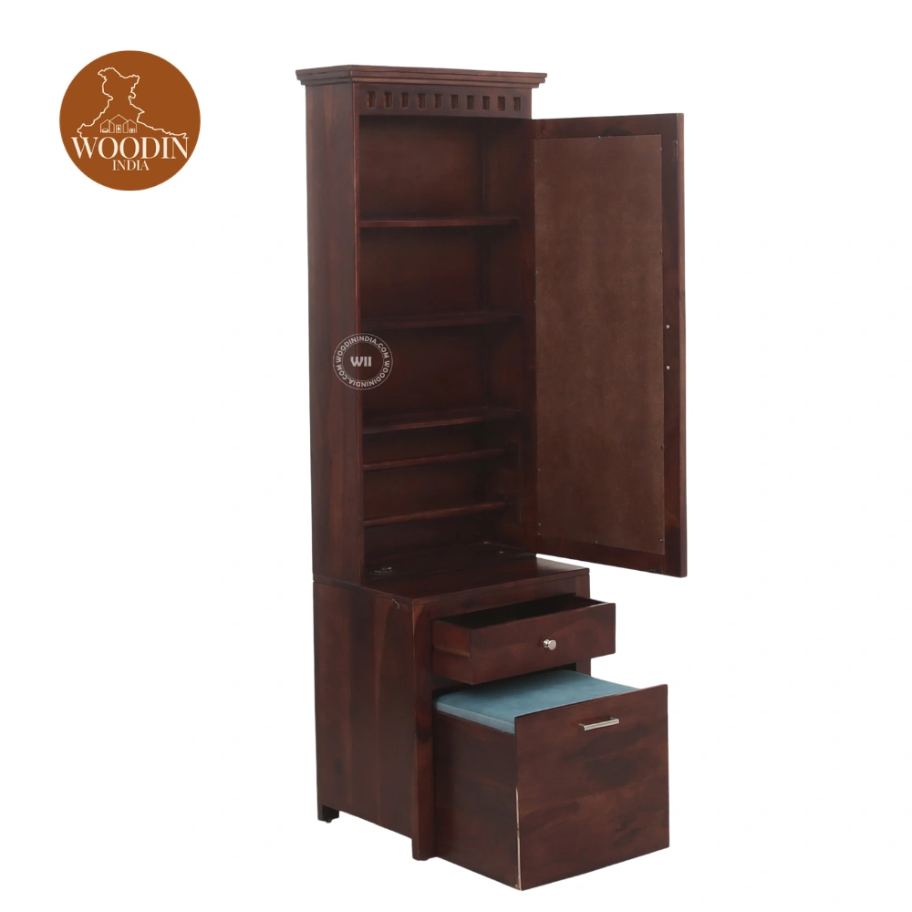 2 Adora Dressing Table With Storage Stool (Honey Finish)