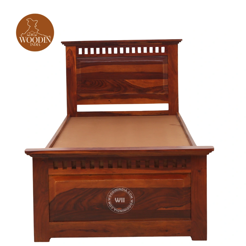 3 Adora Single Bed With Drawer Storage (Honey Finish)