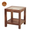 3 Alibs Bedside Table With Glass Top (Honey Finish)