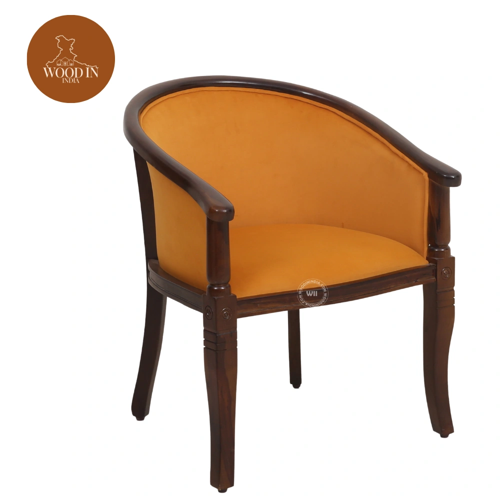 4 Abha Arm Chair (Orange Gold, Honey Finish)