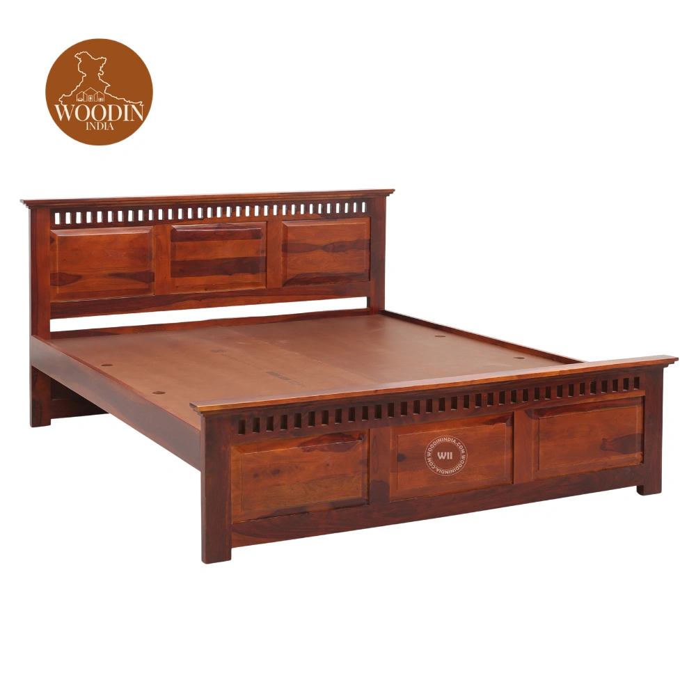 4 Adora Bed without Storage (King Size, Honey Finish)