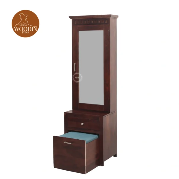 6 Adora Dressing Table With Storage Stool (Honey Finish)