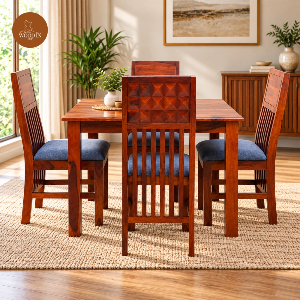 Adorina 4 Seater Dining Set (Honey Finish)
