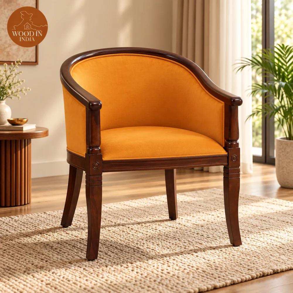 Abha Arm Chair (Orange Gold, Honey Finish)