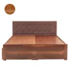 1 Dravin Upholstered Bed With Storage (King Size, Honey Finish)