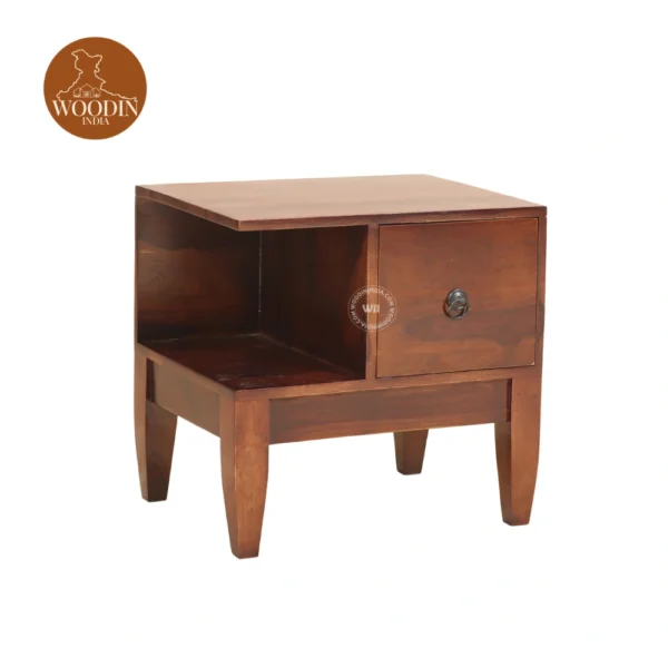 1 Helix Bed Side Table (Honey Finish)