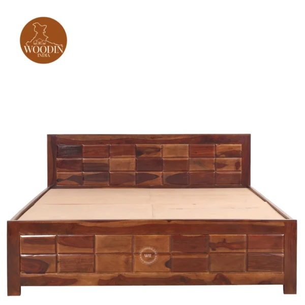 Brijton Bed With Box Storage (King Size, Honey Finish)