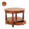 2 Auris Round Coffee Table with Drawers (Honey Finish)