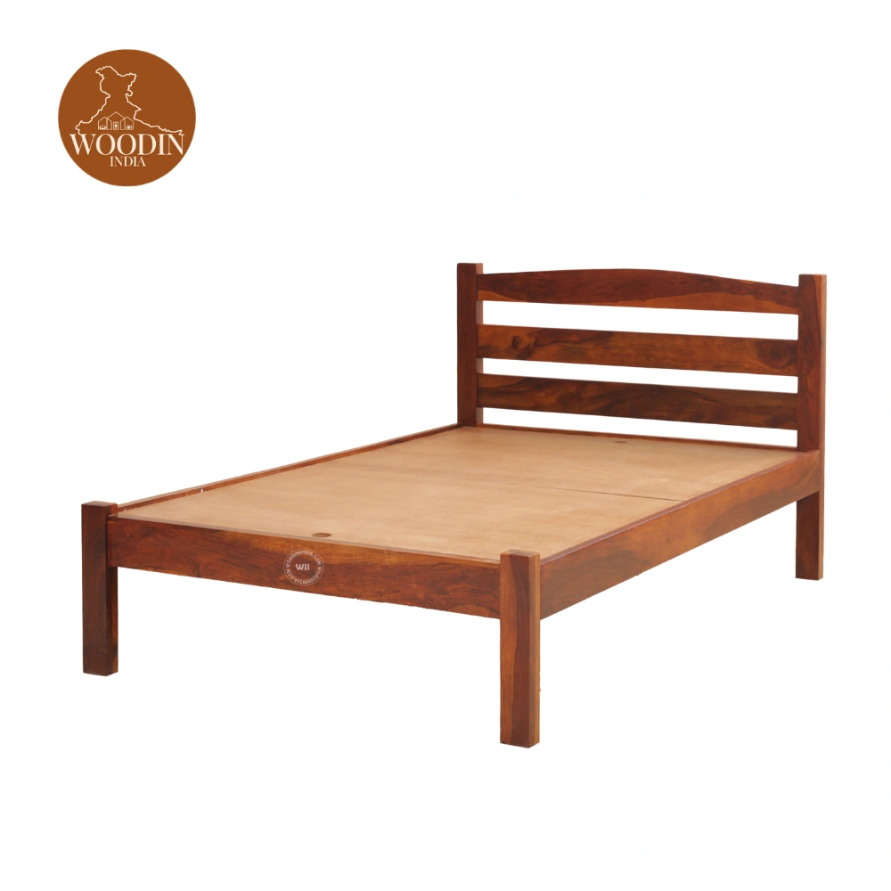 Flori Single Bed Without Storage (Honey Finish) Alternate View