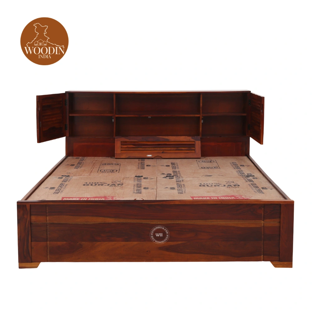 2 Florida Bed With Box Storage (King Size, Honey Finish)