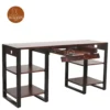 3 Brox Study Table With Iron Base(Honey Finish)