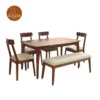 3 Filo 6 Seater Dining Set With Bench (Honey Finish)