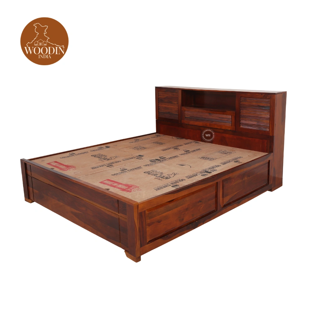 3 Florida Bed With Box Storage (King Size, Honey Finish)