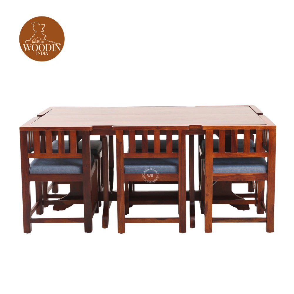 4 Cloin 6 Seater Dining Table Set (Honey Finish)
