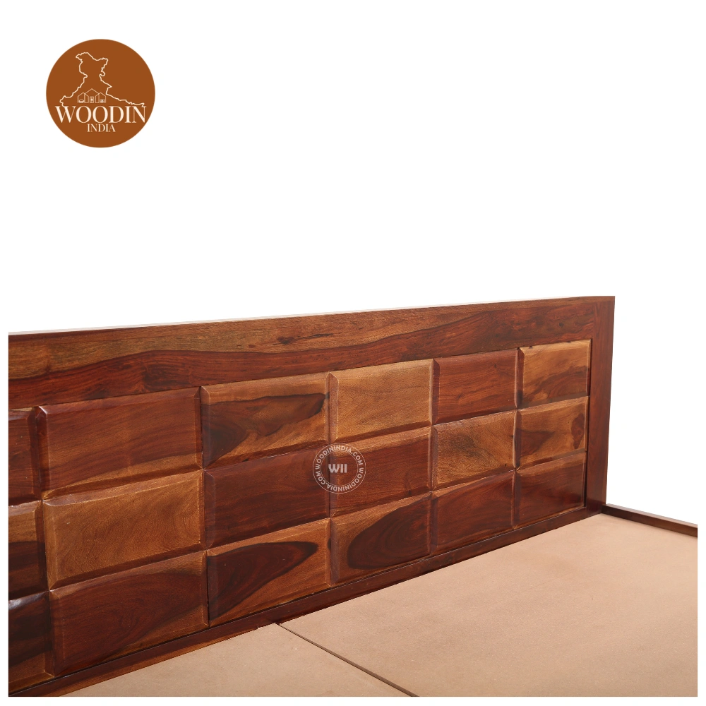 Brijton Bed With Box Storage (King Size, Honey Finish)