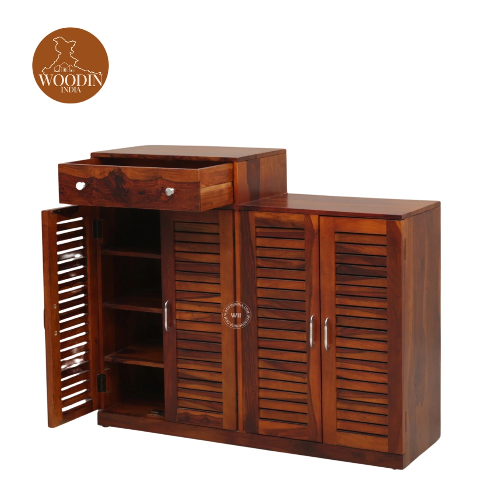 5 Aurtin Shoe Rack (Honey Finish)