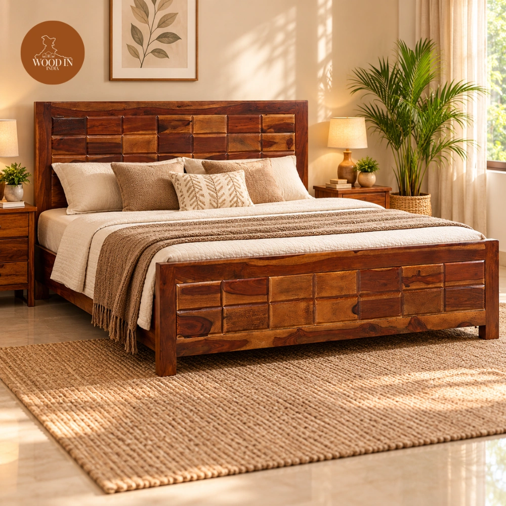 Brijton Bed With Box Storage (King Size, Honey Finish) Brijton Bed With Box Storage (King Size, Honey Finish)