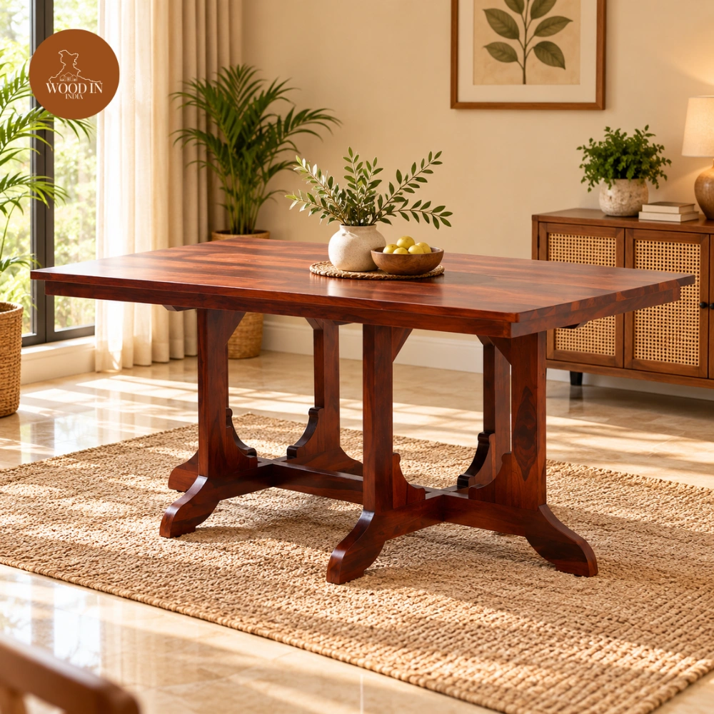 Cloin 6 Seater Dining Table Set (Honey Finish) Cloin 6 Seater Dining Table Set (Honey Finish)