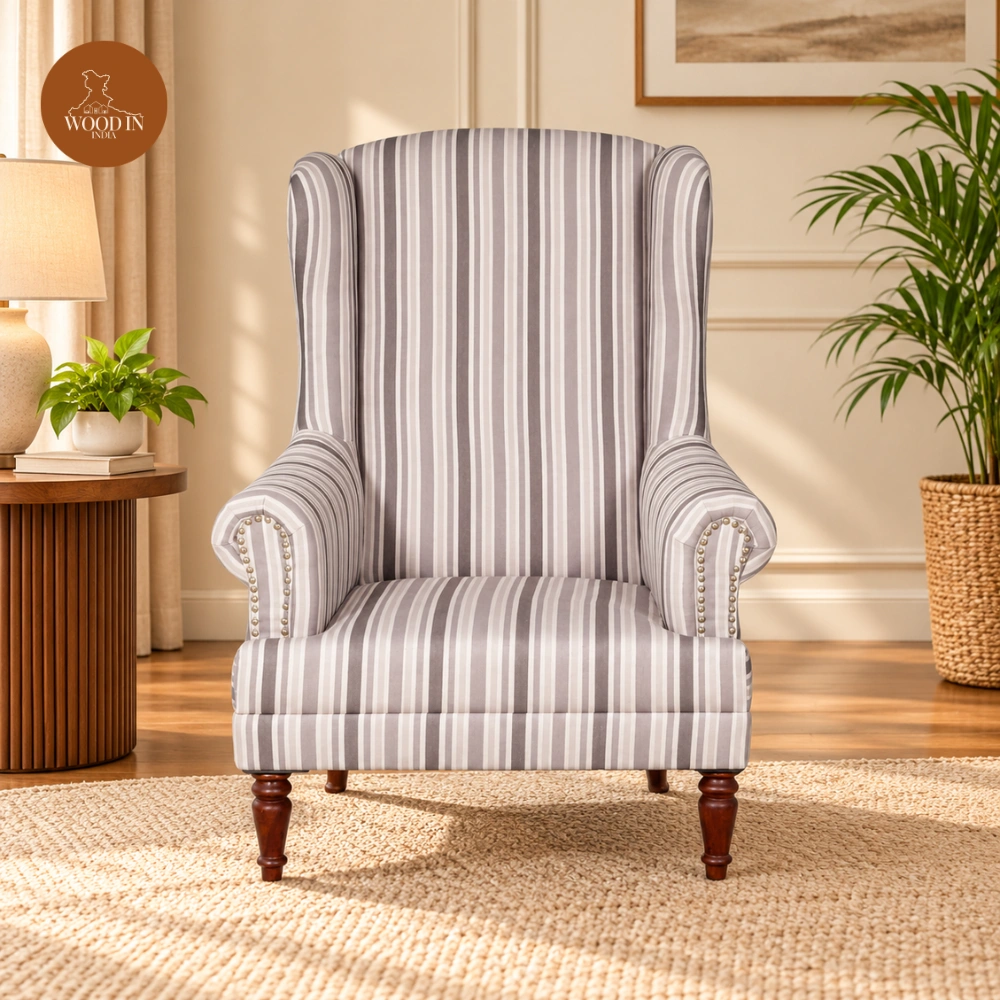Danon Lounge Chair (Off White Stripe fabric)