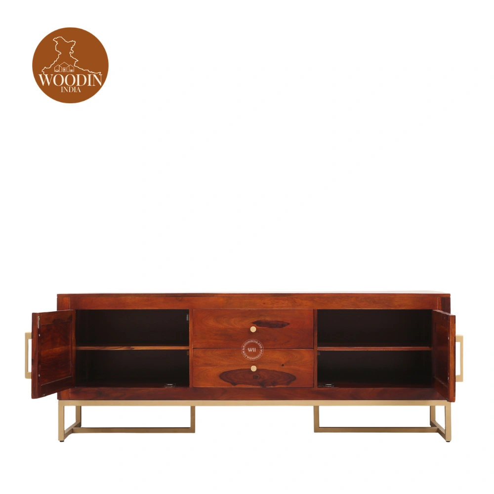 kalvin Metal Base Tv Unit (Honey Finish) Alternate View