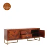 3 kalvin Metal Base Tv Unit (Honey Finish)