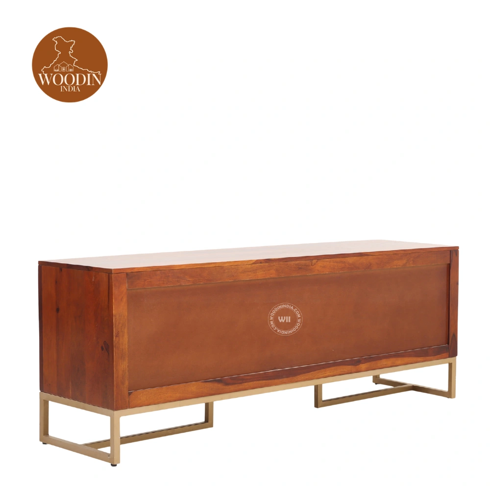 4 kalvin Metal Base Tv Unit (Honey Finish)