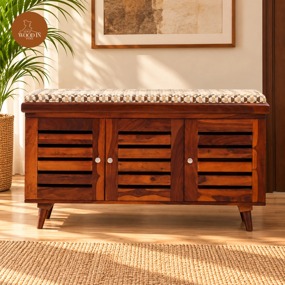 Kalvin Shoe Rack (Honey Finish)