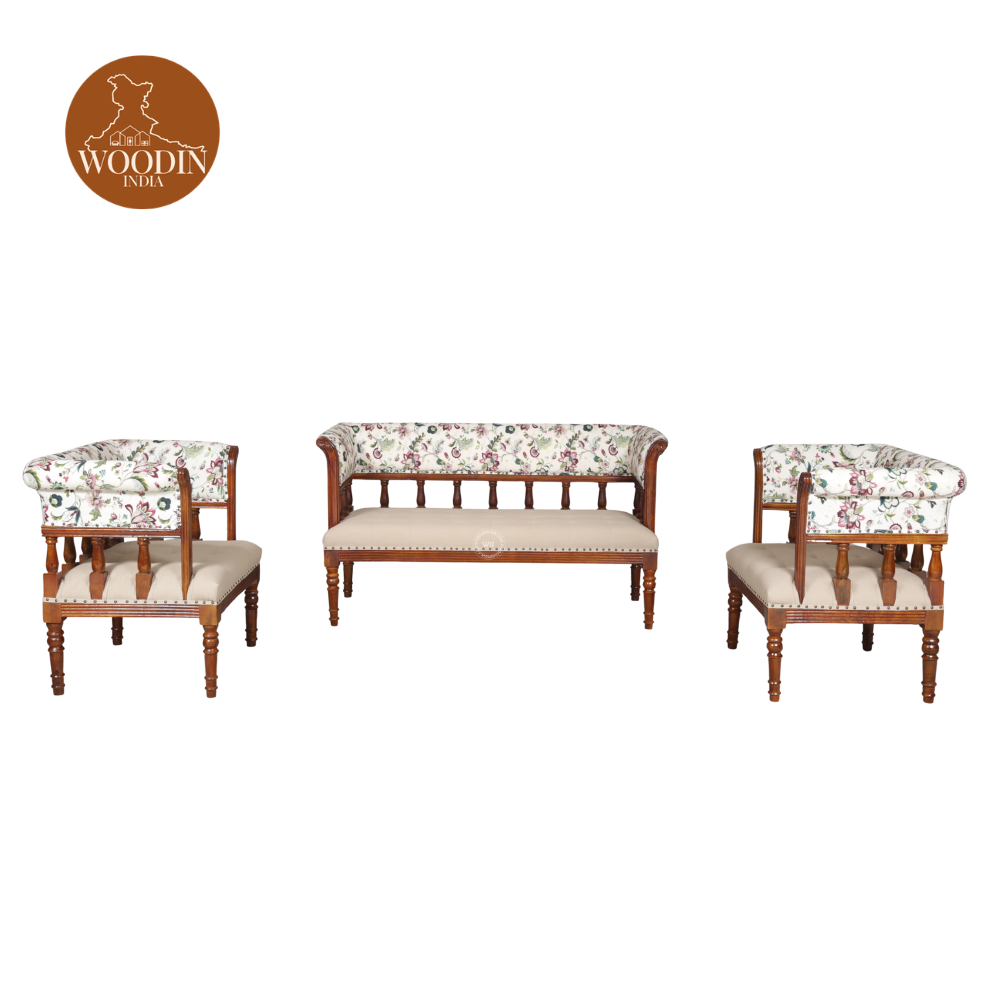 1 Roy Bench Set With Back Rest (Cotton, Printed fabric)