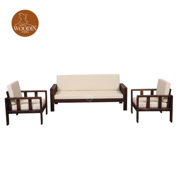 1 Woodin Binni 3+1+1 Wooden Sofa Set (Walnut Finish)