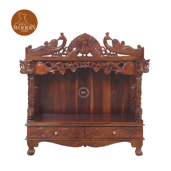 1 Woodin Large Carved Temple for Home (Honey Finish)