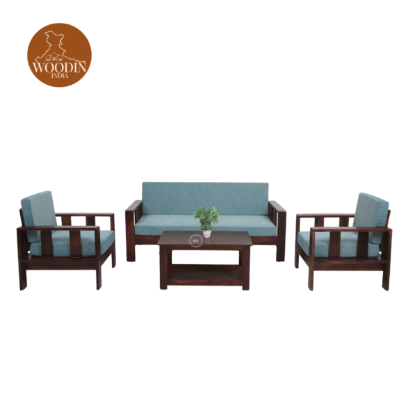1 Vitori 3+1+1 Wooden Sofa Set (Walnut Finish)