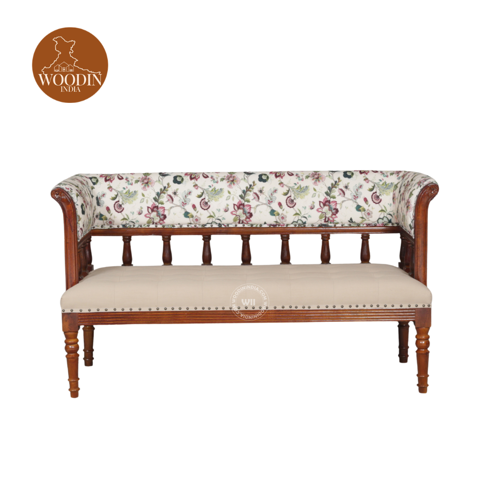 2 Roy Bench Set With Back Rest (Cotton, Printed fabric)